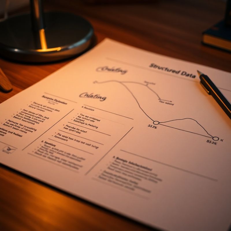 Diagramă structurată pe hârtie mată cu adnotări în cerneală indigo, sub lumină caldă